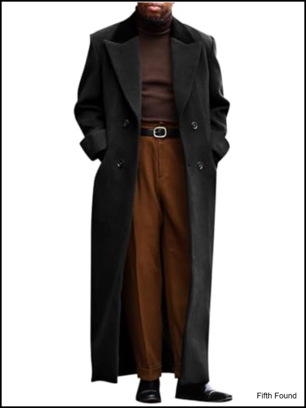 Men's Full Length Double Breasted Trench Coat Classic Overcoat